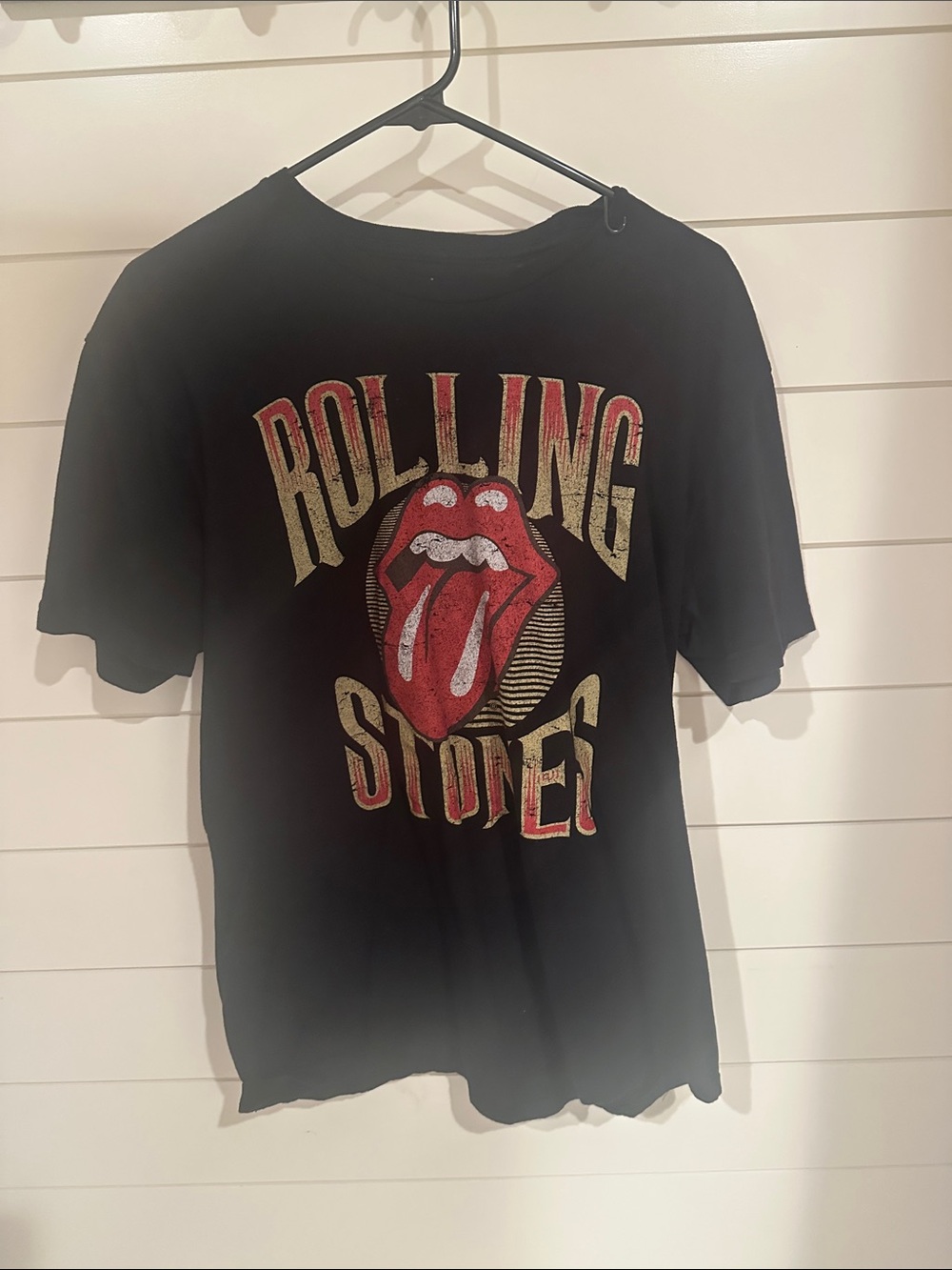 The Rolling Stones Tongue Logo Graphic Tee - Black with Red & Gold